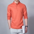 thumbnail image 1 of COSFO Casual Men Shirt Orange Henley Long Sleeve Button Solid Pullover Oversized Tshirts for Men, 1 of 4
