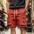 thumbnail image 1 of COSFO Casual Men Shorts Cargo Work Red Shorts with Pockets Stretch Relaxed Fit Drawstring Elastic Waist Shorts, 1 of 9