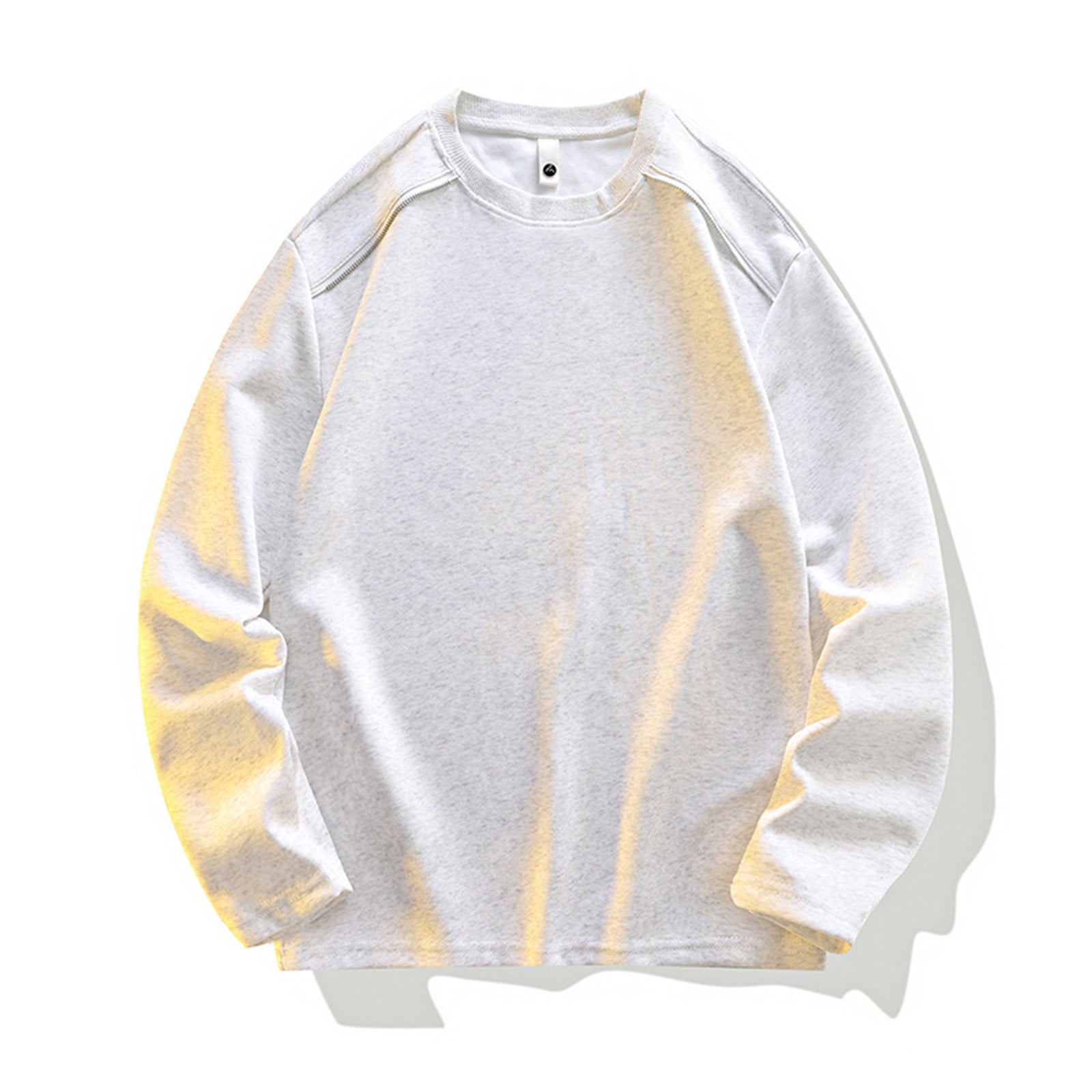 COSFO Casual Men T Shirts Long Sleeve White Crew Neck Plus Size Shirts ...