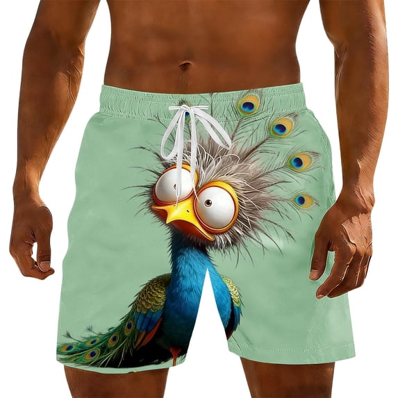 COSFO Casual Men's Swim Shorts Quick Dry Funny Animal Print Beach Summer Board Shorts Relaxed Fit Drawstring Elastic Waist Vacation with Pockets Swim Shorts
