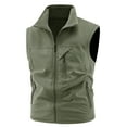 thumbnail image 1 of COSFO Casual Men's Vest Green Full Zip Fleece Jacket Slim Fit Sleeveless Stand Colla with Pockets Winter Jackets for Men, 1 of 5