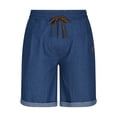 thumbnail image 1 of COSFO Casual Mens Bermuda Shorts Relaxed Fit Solid Wide Leg Denim Shorts Summer Drawstring Elastic Waist with Pockets Jeans Shorts, 1 of 9