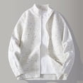 thumbnail image 1 of COSFO Casual Mens Jacket White Zip Up Knitted Sweater Jacket Stand Colla Loose Fit Long Sleeve Warm Winter Coats for Men, 1 of 5