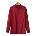 thumbnail image 1 of COSFO Casual Mens Long Sleeve Tee Shirts Cotton Linen Solid Tops Pullover Crew Neck Loose Button Men Classic T-Shirt, 1 of 5