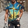 thumbnail image 1 of COSFO Casual Mens Shirts Cross Crew Neck Short Sleeve Tops Pullover Loose Lightweight Graphic Tees, 1 of 5