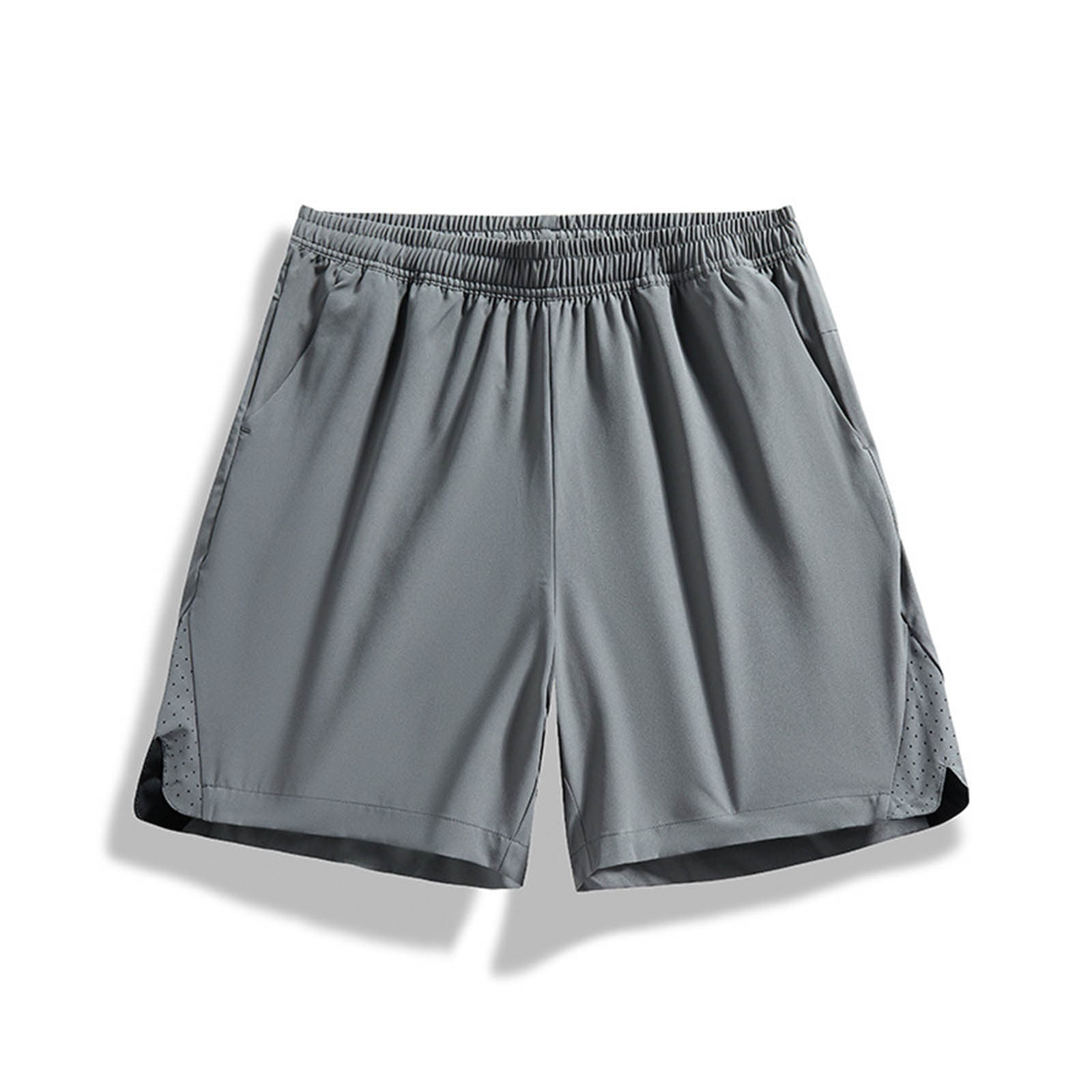 COSFO Casual Mens Shorts Gray Relaxed Fit Elastic Waist Quick Dry Ice ...