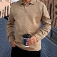 thumbnail image 1 of COSFO Casual Mens T-Shirts Jacquard Button Long Sleeve Tops Loose Fit Pullover Collared Mens Classic T-Shirt, 1 of 5