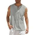 thumbnail image 1 of COSFO Casual Mens Tank Tops Summer Cotton Linen Gray Muscle Shirts Summer Loose with Pocket Sleeveless V Neck Tank Tops, 1 of 6