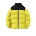 thumbnail image 1 of COSFO Casual Mens Winter Jacket Yellow Puffer Solid Zip Up Quilted Jacket Waterproof Loose Mid-Length Long Sleeve Hoodless Jackets, 1 of 3