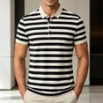 thumbnail image 1 of COSFO Casual Polo Shirts Men Short Sleeve Striped Work Shirt Business Collared Summer Classic Fit Men Shirts 3xl, 1 of 9