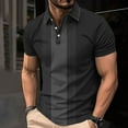 thumbnail image 1 of COSFO Casual Polo Shirts for Men Striped Collared Short Sleeve Pullover Tops Button Loose Graphic Tees, 1 of 5