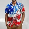 thumbnail image 1 of COSFO Casual Shirts for Men Collared Button Down Short Sleeve Tops Regular Fit Independence Day Cotton Linen Mens Shirt, 1 of 5