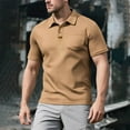 thumbnail image 1 of COSFO Casual Shirts for Men Collared Short Sleeve Yellow Pullover with Pocket Button Loose Men's T-Shirts, 1 of 5