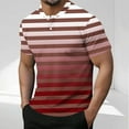 thumbnail image 1 of COSFO Casual Shirts for Men Short Sleeve Henley Tops Button Pullover Striped Gradient Loose Mens Graphic Tees, 1 of 5