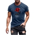 thumbnail image 1 of COSFO Casual T Shirts for Man Blue Short Sleeve Floral Crew Neck Tops Pullover Slim T Shirts, 1 of 4