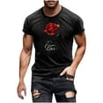 thumbnail image 1 of COSFO Casual T Shirts for Man Floral Crew Neck Short Sleeve Black Tops Slim Pullover T Shirts, 1 of 4
