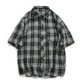 thumbnail image 1 of COSFO Collared Men Button Down Shirts Casual Plaid Short Sleeve Tops Plus Size Regular Fit with Pocket Shirts, 1 of 5