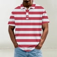 thumbnail image 1 of COSFO Collared Mens Casual Shirts Short Sleeve Striped Pullover Button Loose Mens T-Shirts, 1 of 5