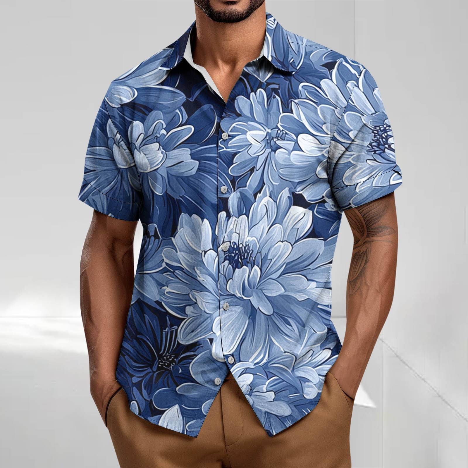 COSFO Collared Mens Short Sleeve Button Down Shirts Casual Floral cosfo-collared-mens-short-sleeve-button-down-shirts-casual-floral