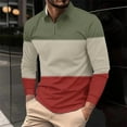thumbnail image 1 of COSFO Colorblock Big And Tall Polo Shirts for Men Mesh Long Sleeve Casual Tops Quarter Zip Regular Pullover Collared Classic T-Shirt, 1 of 5