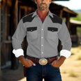thumbnail image 1 of COSFO Colorblock Men's Shirts Long Sleeve Collared Casual Tops Regular Button Down with Pocket Shirts, 1 of 6