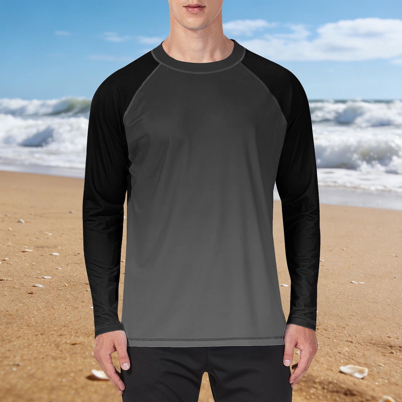 Colorblock Crew Neck COSFO Colorblock Mens Shirts Dry Fit Long Sleeve Sun Protection Tees ...