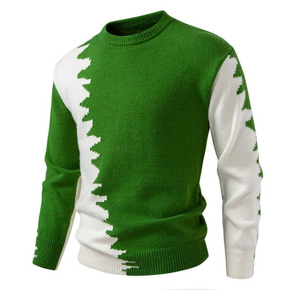 COSFO Colorblock Mens Sweater Crew Neck Pullover Casual Fall Sweater Soft Knitwear Long Sleeve Loose Fit Men Shirts