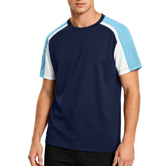 COSFO Colorblock T Shirts for Man Short Sleeve Summer Workout Shirts Crew Neck Pullover Casual Classic Fit Quick Dry Tops