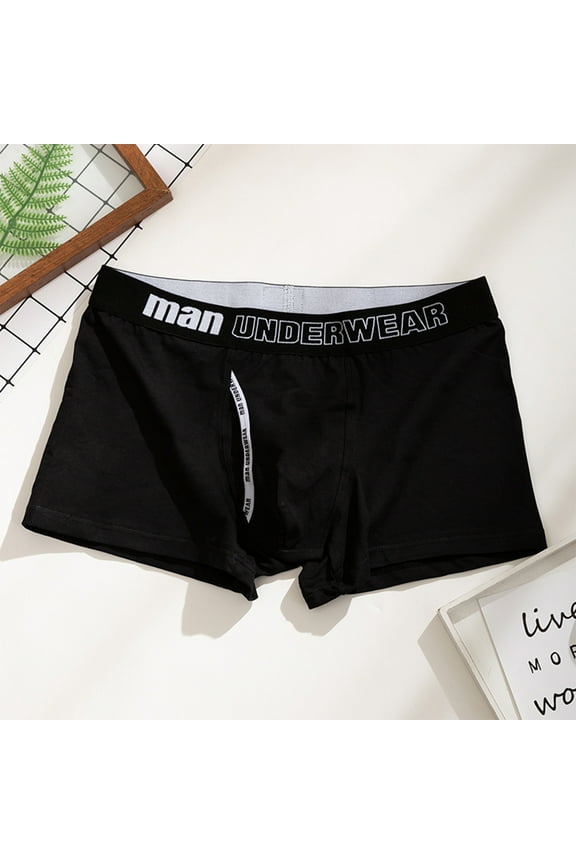 Coolzone Fly Boxer Briefs Men Cotton Letter Print Trunks with Pouch Regular Fit Short Leg Underwear for Men