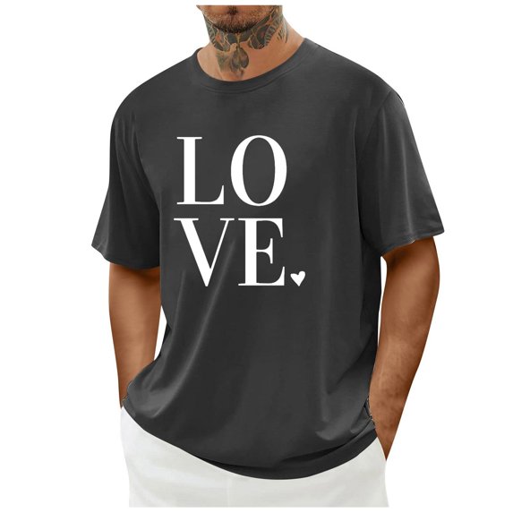 COSFO Cotton Casual Shirts for Men Funny Valentine's Day Short Sleeve Crew Neck Basic Tops Pullover Holiday Classic Fit Graphic Tees