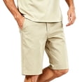 thumbnail image 1 of COSFO Cotton Men Shorts Solid Flat Front Chino Shorts Relaxed Fit Solid with Pockets Shorts, 1 of 5