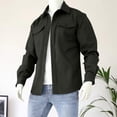 thumbnail image 1 of COSFO Cotton Mens Jacket Solid Collared Lightweight Button Down Coats with Pockets Long Sleeve Loose Casual Men Outerwear Jackets, 1 of 6