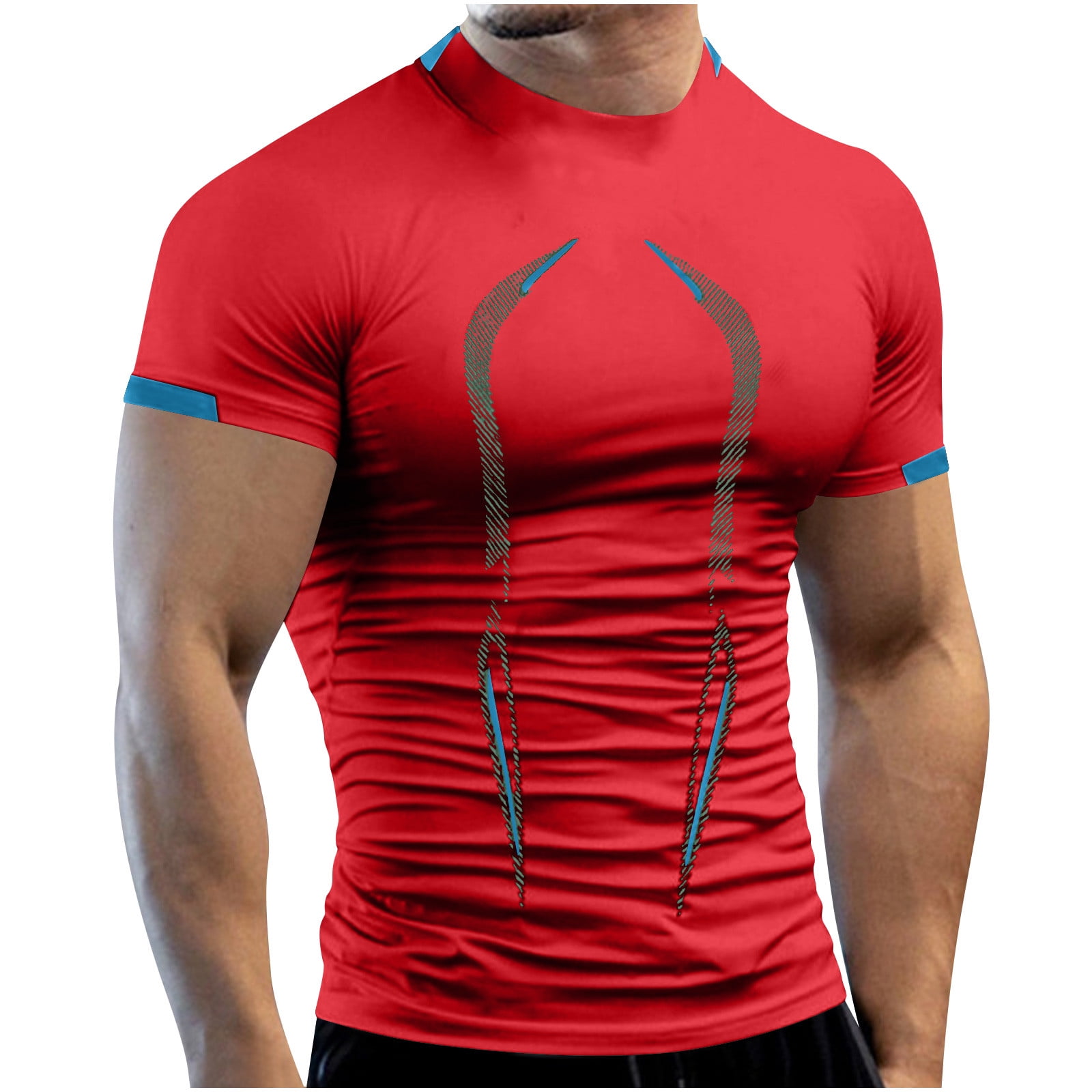 COSFO Crew Neck Men Shirts Athletic Graphic Short Sleeve Tops Slim ...