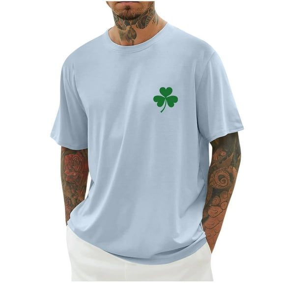 COSFO Crew Neck Men Shirts Casual St Patricks Day Short Sleeve Tops Loose Pullover Workout Shirts