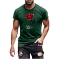 thumbnail image 1 of COSFO Crew Neck Men T Shirts Floral Casual Short Sleeve Green Tops Pullover Slim T Shirts, 1 of 4