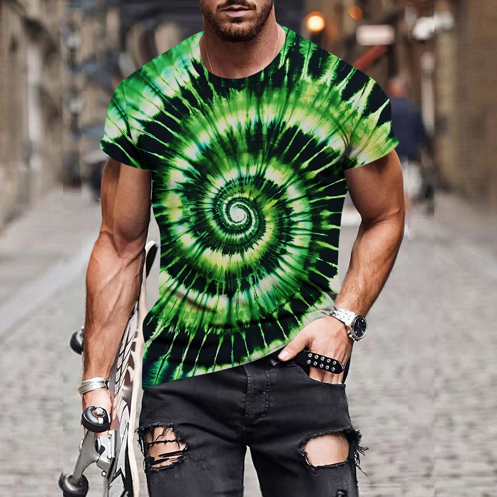 COSFO Shirts for Men Short Sleeve Casual Crew Neck Tops Pullover