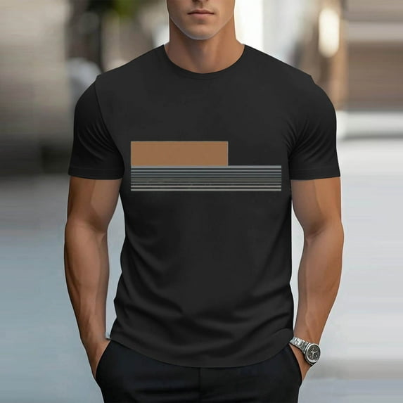 COSFO Crew Neck Mens Tshirts Short Sleeve Casual Tops Striped Pullover Workout Loose Mens Graphic Tees