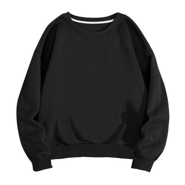 COSFO Crew Neck Sweatshirts for Men Black Athletic Long Sleeve Solid Top Workout Pullover Regular Sweatshirts