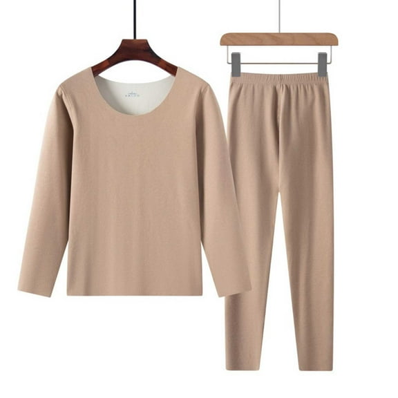 QUNYINEY Crew Neck Womens Lounge Sets Warm Fleece Solid Long Sleeve Sleepwear Soft Loose Fit Pants Women Two Piece Outfits Sets