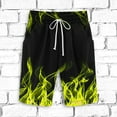 thumbnail image 1 of COSFO Drawstring Men Shorts Flame Board Elastic Waist Yellow Casual Shorts Loose Beach Workout Shorts, 1 of 3