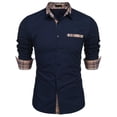 thumbnail image 1 of COSFO Dressy Button Down Shirts for Men Long Sleeve Work Colorblock Tops Collared Business Loose with Pocket Men Shirts, 1 of 7