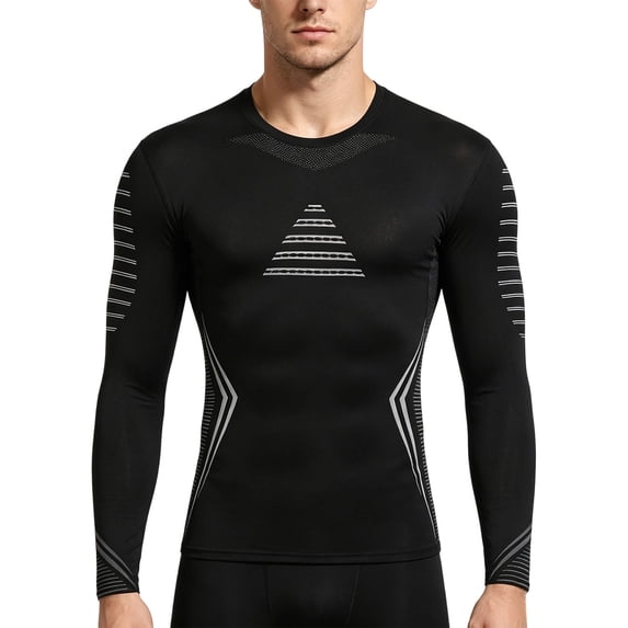 COSFO Dry Fit Mens Tee Shirts Casual Graphic Long Sleeve Compression Shirts Workout Pullover Active Fit Crew Neck Moisture Wicking Mens Shirts