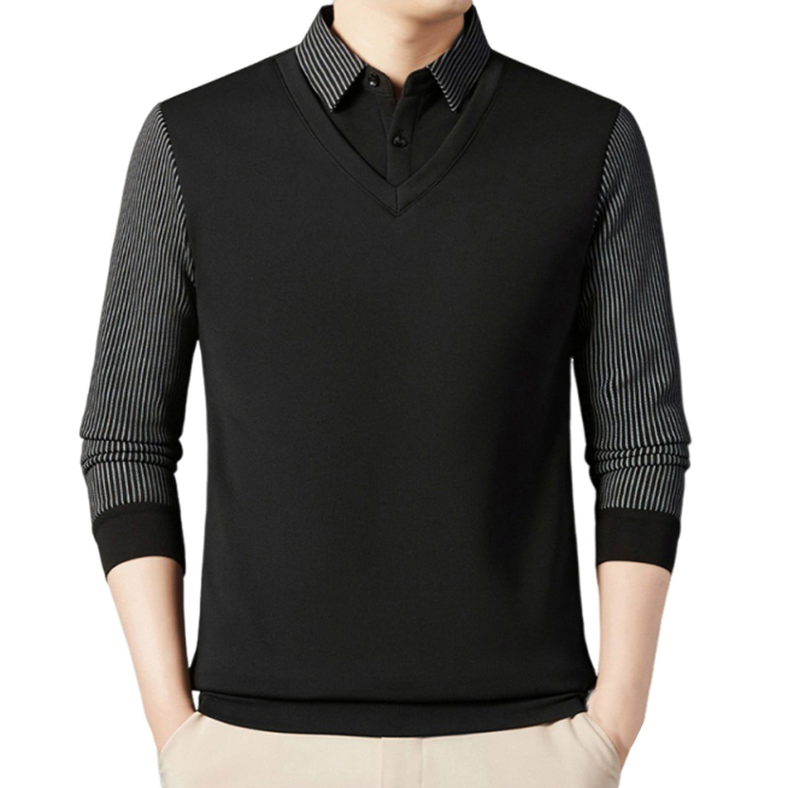 Black Star Fake Two-piece Cutout Shoulder Sweatshirt main image 1