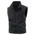 thumbnail image 1 of COSFO Fleece Mens Vests for Outdoors Full Zip Black Casual Jacket with Pockets Stand Colla Sleeveless Slim Fit Winter Jackets for Men, 1 of 5