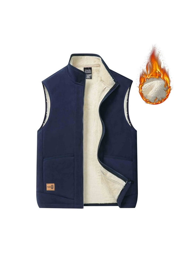 Fleece Sweater Vest Men Casual Mock Neck Solid Cardigan Sweater Zip Up Winter Sleeveless Slim Fit Tank Tops for Men