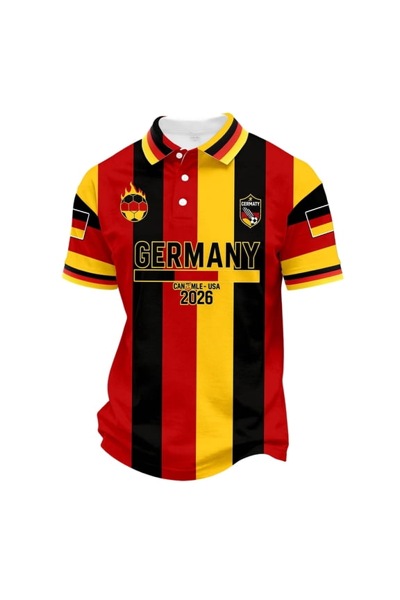 Football Mens Big And Tall Polo Shirts Short Sleeve Germany Mesh Graphic Tees Relaxed Fit Collared Casual Pullover Breathable Tops