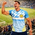 thumbnail image 1 of COSFO Football Tee Shirts Mens Argentina Short Sleeve Mesh Graphic Tees Relaxed Fit V Neck Pullover Casual Workout Tops, 1 of 7