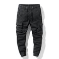 thumbnail image 1 of COSFO Full Men's Tactical Pants Carpenter Black Taper Workwear Drawstring Elastic Waist Solid Mens Pants Slim Fit, 1 of 9