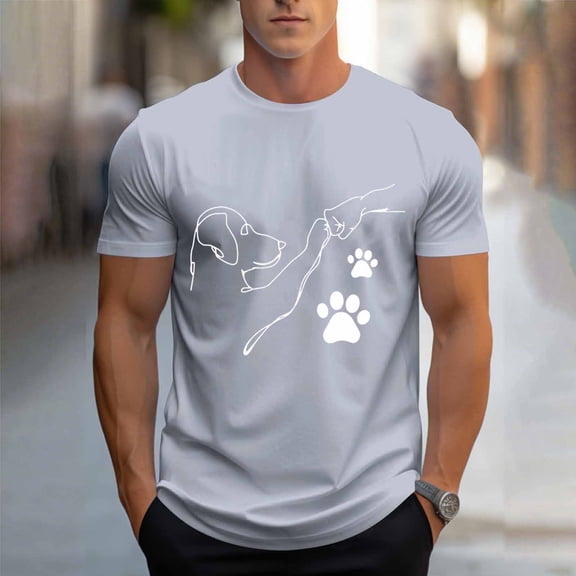 COSFO Funny Tshirts Shirts for Men Dog Paw Crew Neck Short Sleeve Basic Tops Relaxed Fit Pullover Breathable Mens Graphic Tees