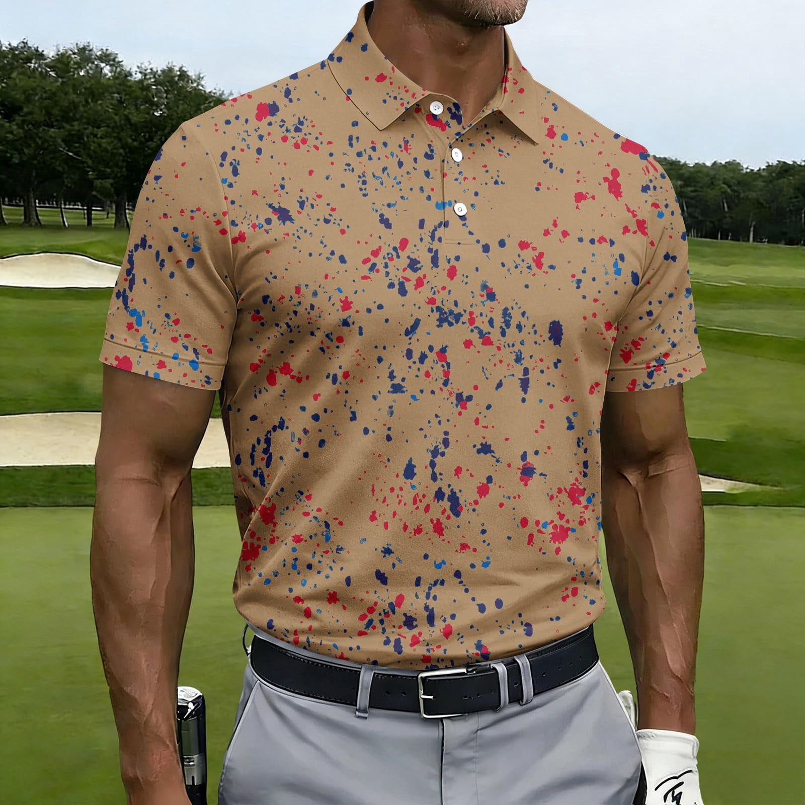 COSFO Mens Polo Shirt Short Sleeve Tie Dye Casual Golf Graphic Tees ...